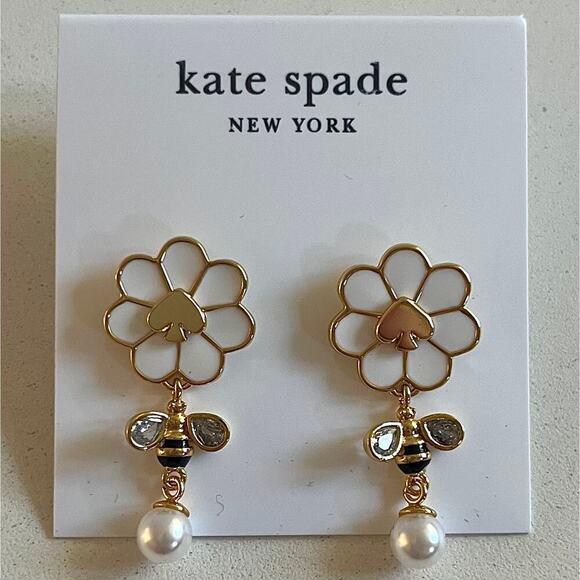 kate spade Jewelry - KATE SPADE Earrings, Gold Daisy w/ Bee & Pearls, NEW IN PACKAGING!